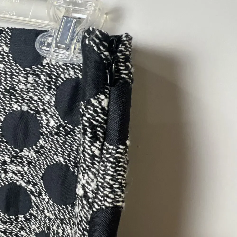 J. McLaughlin Black Cream Polka Dot Tweed Lined Pencil Skirt Size‎ 10